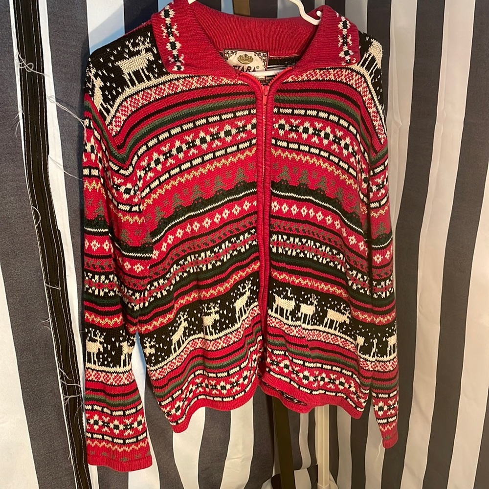 Knit Holiday Zip Up Sweater